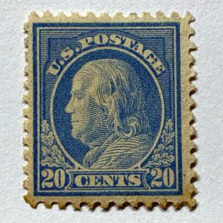 Us Postage Stamp 20c Benjamin Franklin Scott 515 Light Ultramarine 1917 Nh