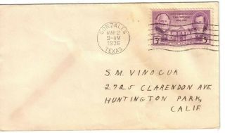 1936 3c Texas Centennial First Day Of Issue Cancellation Postmark Envelope Cover