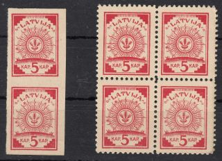 Latvia,  1918 Mi 1,  2,  Pair And Block Of 4 Map Stamps