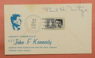 1968 Secretary Defense Paul Nitze Signed Uss John F Kennedy Aircraft Carrier