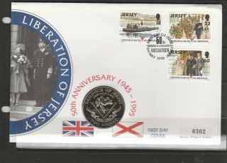 Jersey 1995 Coin Cover,  50th Anniv Liberation,  With £2 Jersey Coin For Liberatio