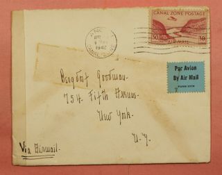 1942 Canal Zone Ancon 30c Airmail To Usa Wwii Censored