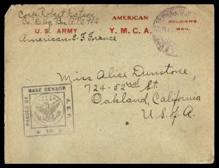Mayfairstamps Us 1918 Apo 902 Aef Base Censor To Oakland Ca Ymca Wwi Cover Wwb26