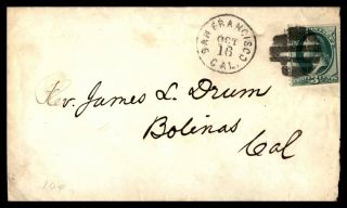 Mayfairstamps Us 1880s San Francisco To Bolinas California Cover Wwb26939