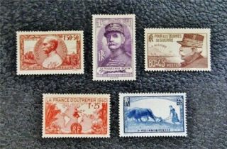 Nystamps France Stamp B96 - B100 Og H / Nh $32