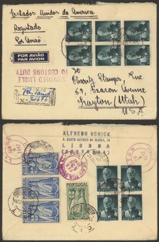 Portugal 1947 - Registered Air Mail Cover To Usa D183