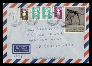 Dr Who 1959 France Cancel Air Mail To Usa Multi Franked D11803