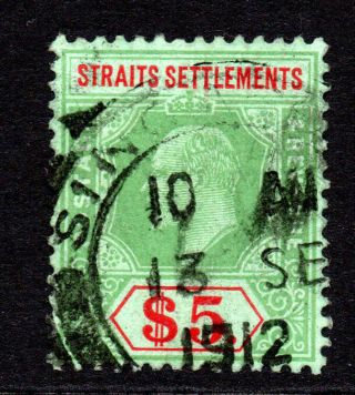 Straits Settlements 5 Dollar Stamp C1906 - 12
