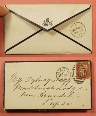 1873 Great Britain 33 Plate 136 On Mourning Cover Bath Cancel,  Letter