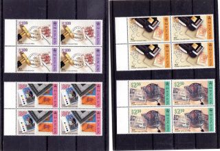 Hong Kong,  1992,  " Stamp Collecting " 4 Block Of 4 Stamp Sets Nh Fresh