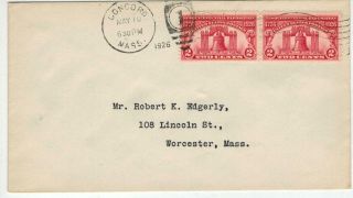 1926 Liberty Bell 150th Anniv.  627 Unofficial Concord Ma Hand Cancel Edgerly