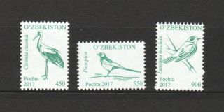Uzbekistan 2017 Birds Part 2 Comp.  Set Of 3 Stamps In Mnh