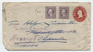 1918 Schwenkville Pa Cummins Machine On Double Rate Cover To Sweden [4816]