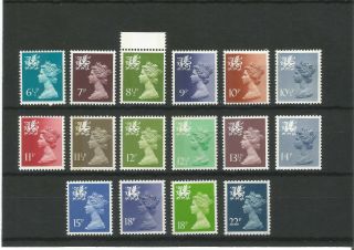 Wales 1971 - 1993 16 X Different Machin Regional Definitives Unmounted