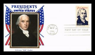 Dr Jim Stamps Us James Madison Presidents Colorano Silk Fdc Cover Chicago