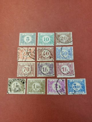 1922 Belgium Postage Due Stamps Sc J22 - J34set (13) Mh&used