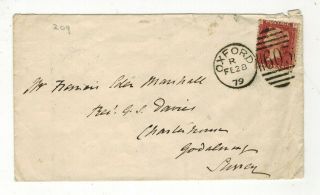Gb Qv 1879 1d Red Plate 209 On Cover Oxford Duplex Cancel