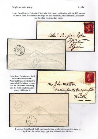 Gb Qv Cover X 2 With 1d Red Stamps Keith & Elgin Town Cancel Various Rear Cancel
