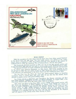 1972 Rnsc1 Cover - 20th Anniv.  First Deck Landing On Hms Eagle 14 February 1952