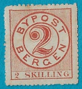 , 1871 Bergen Norway Private Local Bypost S/a 3 2 Skilling Issue Ognh