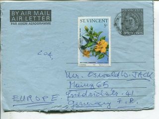 St Vincent 5c On 15c Aerogramme To Germany 1976