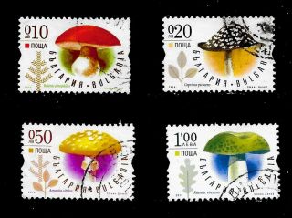 2014 Bulgaria Full Set Of 4 Stamps Featuring Mushrooms That Are