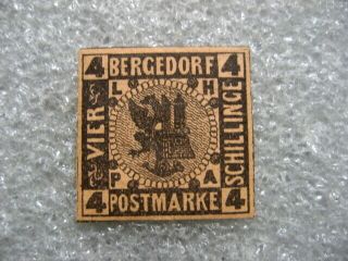 . Germany Stamp 1861 Bergedorf 5 Thin