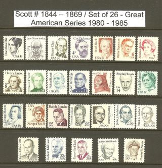 Us Scott 1844 - 69 Great Americans 26 Mnh Stamps