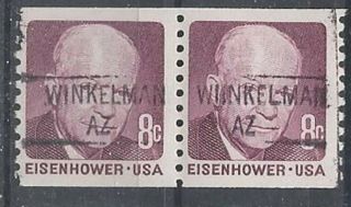 Arizona Precancels,  8c Eisenhower Coil Pair,  Winkelman,  Type 841,  Error " Wii "