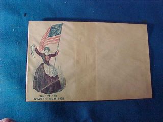 1860s Civil War Cover Illustrated True To The Stars,  Stripes