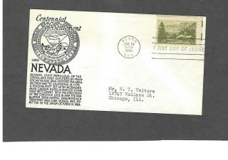 999 3c Nevada Centennial Issue Fdc - Genoa,  Nv Jul 14 - 1951 Anderson Cachet