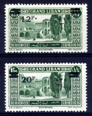 French Colonies: Lebanon 1926 Surcharges Both Sides Hinged,  Sg 101b,  103b