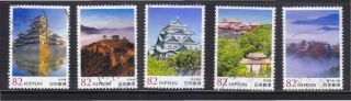 Japan 2014 Japanese Castle Series 3 Comp.  Set Of 5 Stamps In Fine