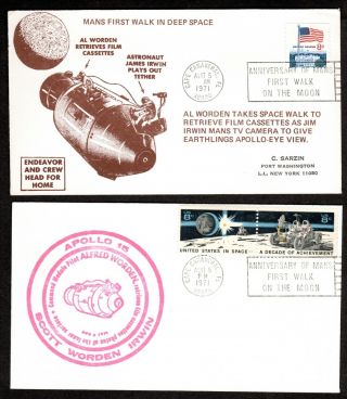 2 Different Apollo 15 Covers Commemorating Al Worden 