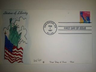 Van Natta 32 Cent Statue Of Liberty Hand Painted Hp First Day Cover Fdc