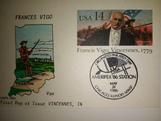Van Natta Frances Vigo Vincennes,  In.  Post Card Hand Painted First Day Cover Fdc