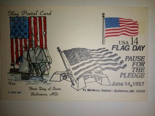 Van Natta Flag Post Card Hand Painted Hp First Day Cover Fdc
