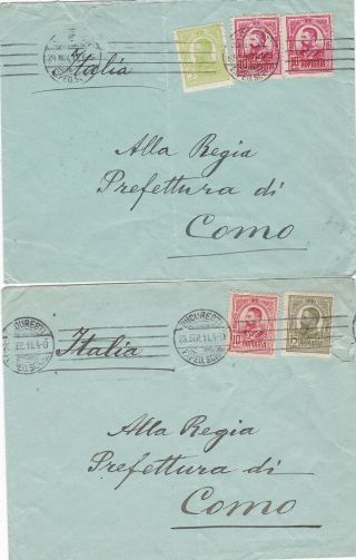 Romania 1911 Two Covers Stamped To Italy
