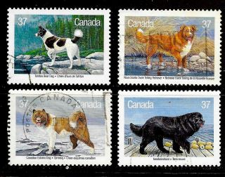 1988 Canada Full Set Of 4 Stamps Featuring Dogs That Are