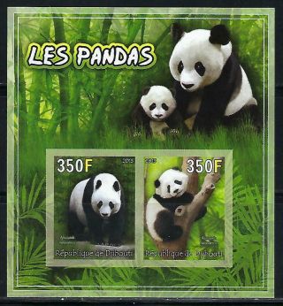 M1284 Nh 2013 Imperf Souvenir Sheet Of 2 Diff Giant Panda Bear & Cub