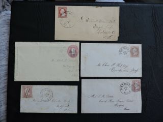 Lot X5 Michigan Covers 1850s - 1870,  Letter 1860s Civil War Era,  Stamps L@@k