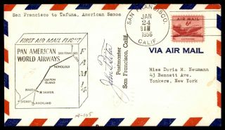 California San Francisco First Pan Am Flight Fam 14 January 14 1956 Signed By Po