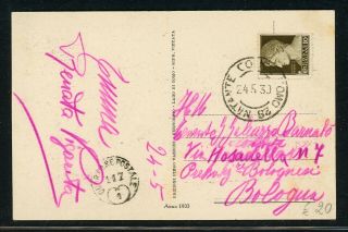 Italy Postal History Lot 760 1939 Picture Postcard Como - Bologna $$$
