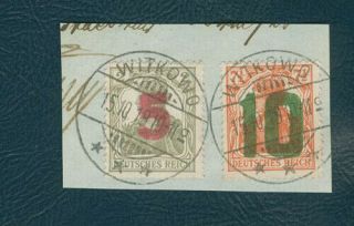 Poland 1919 Local Stamps Gniezno Fi.  71,  72 On Piece Cancelation Witkowo
