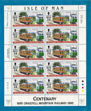 Isle Of Man Post Office Stamps - Snaefell Mountain Railway - 24p Sheetlet: 1995