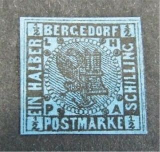 Nystamps German States Bergedorf Stamp 1 Og H $45