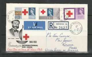 Gb Fdc 1963 Red Cross Ord,  Illus,  Thorpe Road,  Norwich Cds,  Neat Hand Addressed