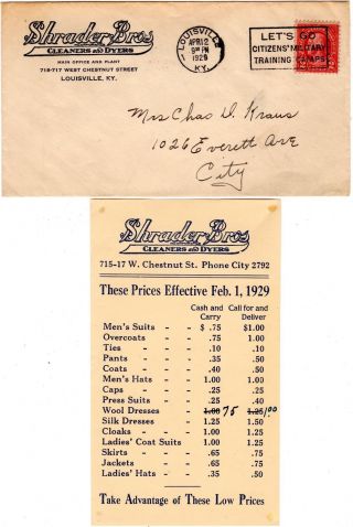 Louisville Kentucky Early Advertisement Shrader Bros Cleaners & Dyers 1929 Look