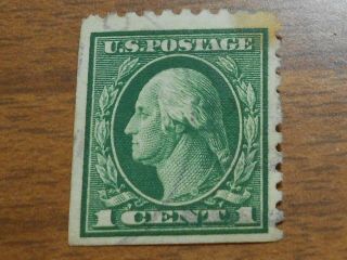 1912 - 1922 Green George Washington One Cent Postage Stamp Light Cancel