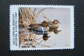 1985 South Carolina State Duck Migratory Waterfowl Stamp Mnhog